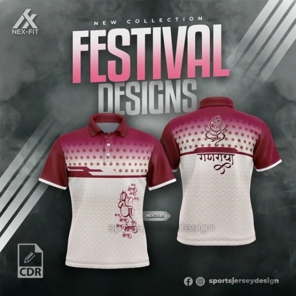 NEXG-546 GANESHA DESIGN IN MAROON AND LIGHT RED COLOR