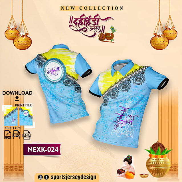 NEXK-024-YELLOW AND BLUE DAHI HANDI FESTIVAL JERSEY DESIGN