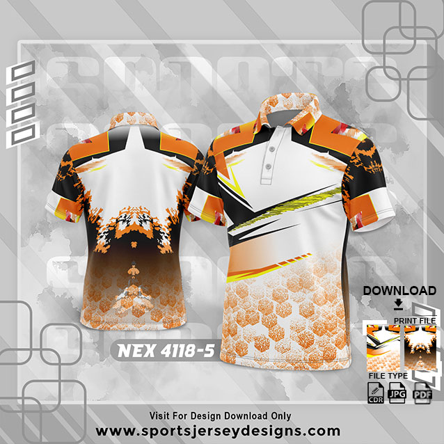 NEX 4118-3 ORANGE ,WHITE AND BLACK SPORTSWEAR SUBLIMATION JERSEY DESIGN