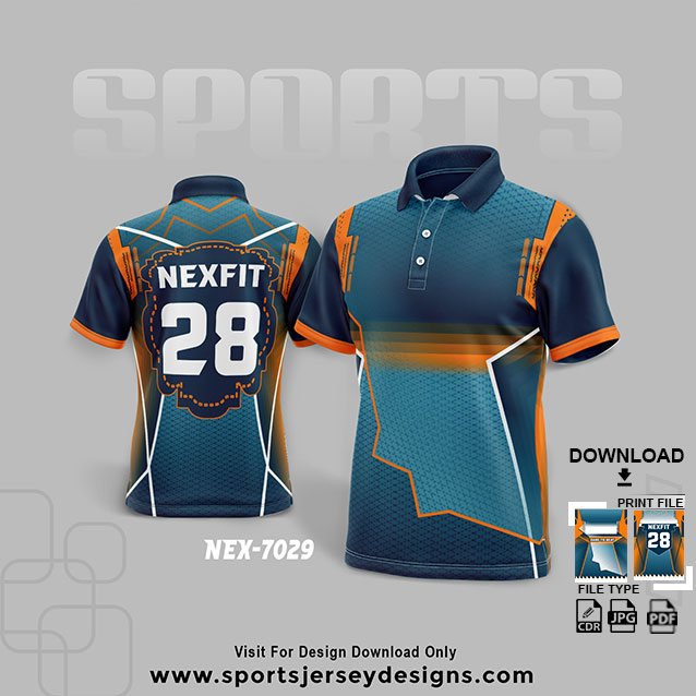 NEX-7029 AIRFORCE AND ORANGE COMBINATION SPORTSWEAR SUBLIMATION JERSEY DESIGN