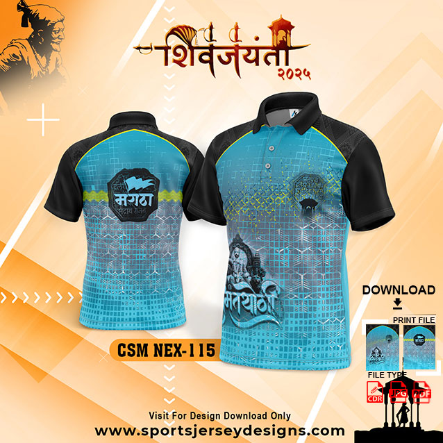 CSM NEX 115 Chhatrapati Shivaji Maharaj Sublimation Jersey Desing In Blue And Black Color