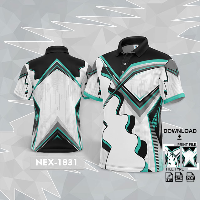NEX-1831 WHITE,GREEN AND BLACK SPORTSWEAR SUBLIMATION JERSEY DESIGN
