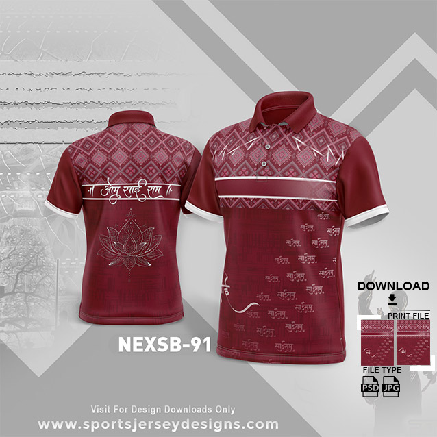 NEXSB 91 MAROON AND WHITE SAI BABA PALKHI SUBLIMATION JERSEY DESIGN