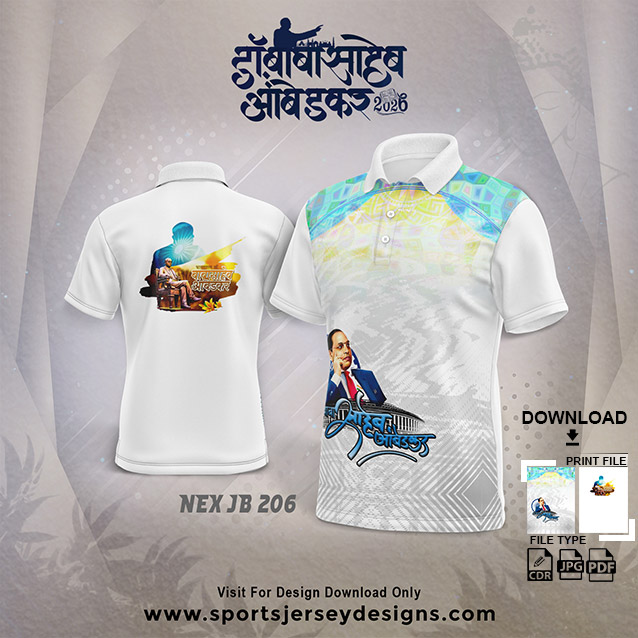 NEXJB -206 WHITE AND GREY Dr. Babasaheb Ambedkar Jayanti Jersey Design | 14 April Group T-Shirt