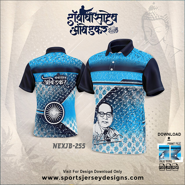 NEX JB-255 BLUE AND WHITE Dr. Babasaheb Ambedkar Jayanti Jersey Design