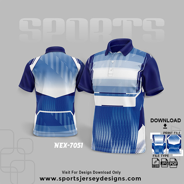 NEX-7051 BLUE WITH WHITE  SPORTSWEAR SUBLIMATION JERSEY DESIGN