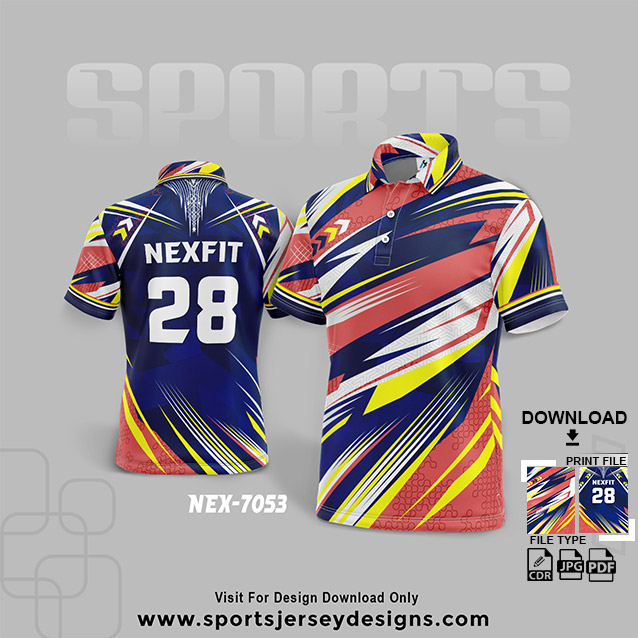 NEX-7053 BLUE WITH PEACH SPORTSWEAR SUBLIMATION JERSEY DESIGN