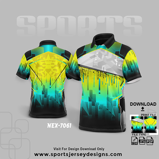 NEX-7061 YELLOW WITH BLUE  SPORTSWEAR SUBLIMATION JERSEY DESIGN