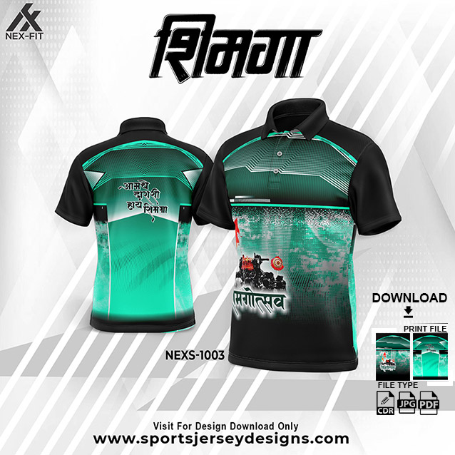 NEXS-1003 GREEN AND BLACK SHIMGA FESTIVAL SUBLIMATION JERSEY DESIGN