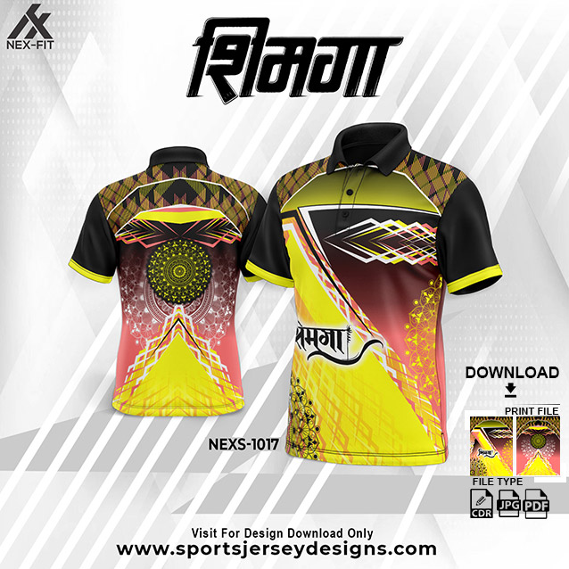 NEXS-1017 BLACK WITH YELLOW SHIMGA FESTIVAL SUBLIMATION JERSEY DESIGN