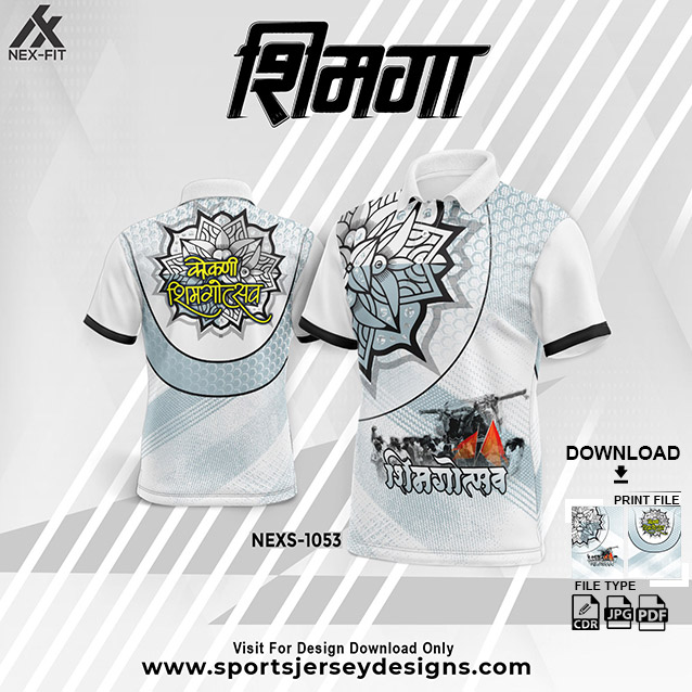 NEXS-1053 WHITE WITH GRAY SHIMGA FESTIVAL SUBLIMATION JERSEY DESIGN