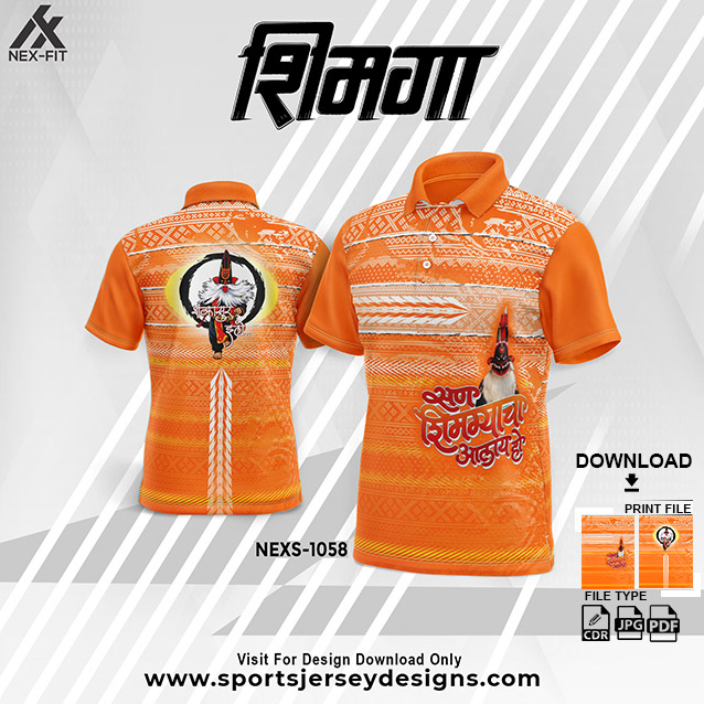 NEXS-1058 ORANGE WITH YELLOW SHIMGA FESTIVAL SUBLIMATION JERSEY DESIGN