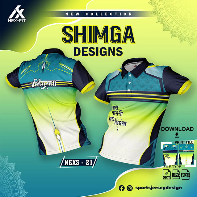 NEXS-21 RAMA GREEN-WHITE  AND LEMON YELLOW SHIMGA FESTIVAL SUBLIMATION JERSEY DESIGN