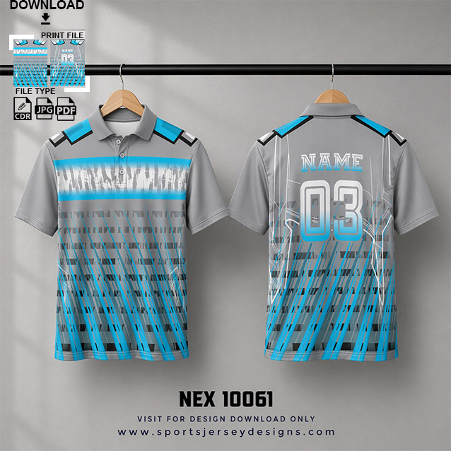 NEX-10061 GRAY AND BLUE SPORTSWEAR SUBLIMATION JERSEY DESIGN