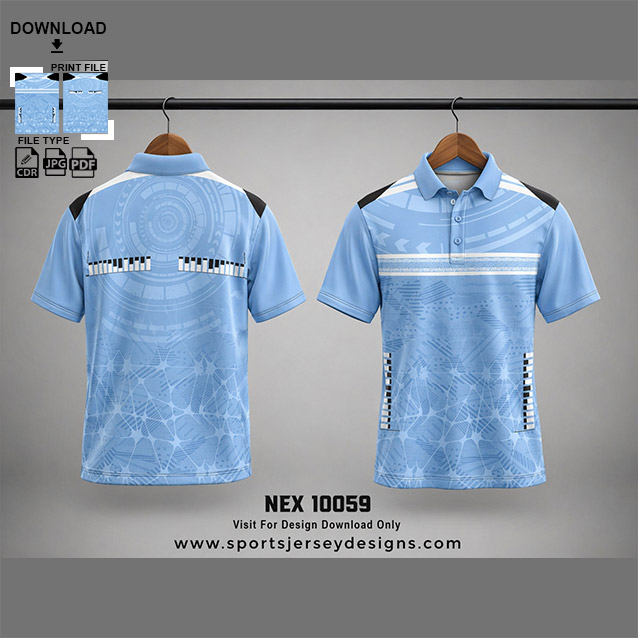 NEX-10059 WHITE AND BLUE SPORTSWEAR SUBLIMATION JERSEY DESIGN