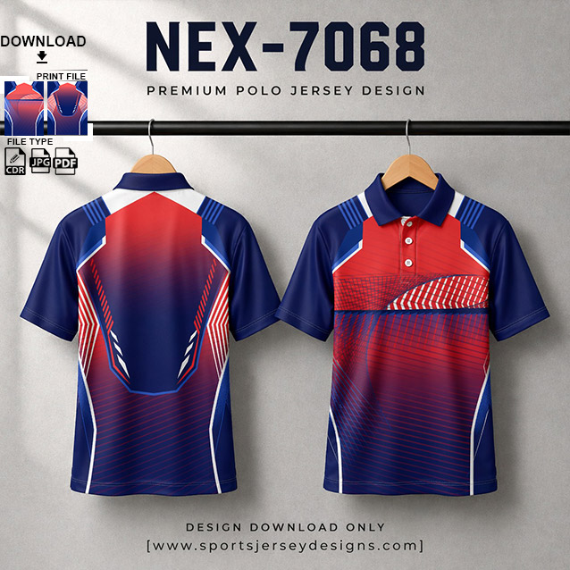 NEX-7068 WHITE AND BLUE SPORTSWEAR SUBLIMATION JERSEY DESIGN