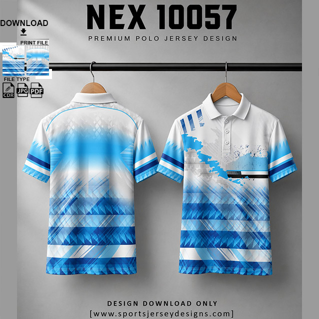 NEX-10057 WHITE AND BLUE SPORTSWEAR SUBLIMATION JERSEY DESIGN