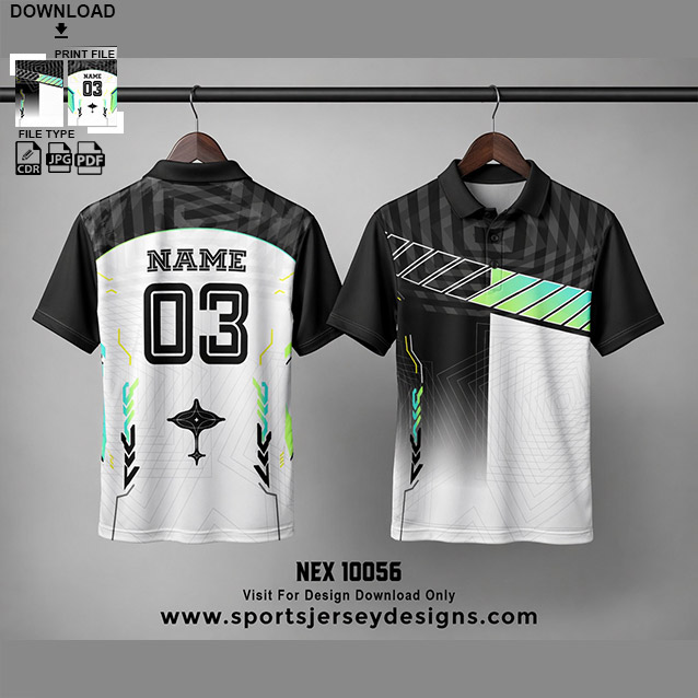 NEX-10056 WHITE AND BLACK SPORTSWEAR SUBLIMATION JERSEY DESIGN