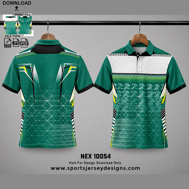 NEX-10054 WHITE AND GREEN SPORTSWEAR SUBLIMATION JERSEY DESIGN