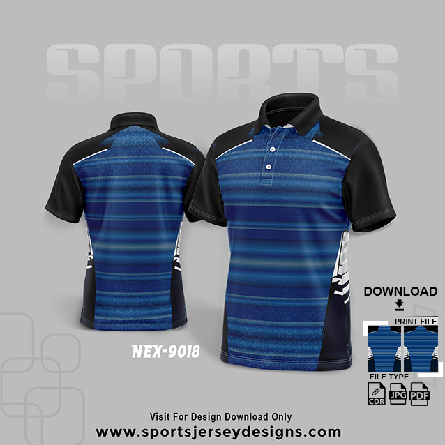 NEX-9018 BLUE WITH BLACK SPORTSWEAR SUBLIMATION JERSEY DESIGN