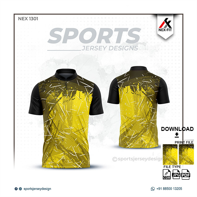 NEX-1301 BLACK WITH YELLOW SPORTSWEAR SUBLIMATION JERSEY DESIGN