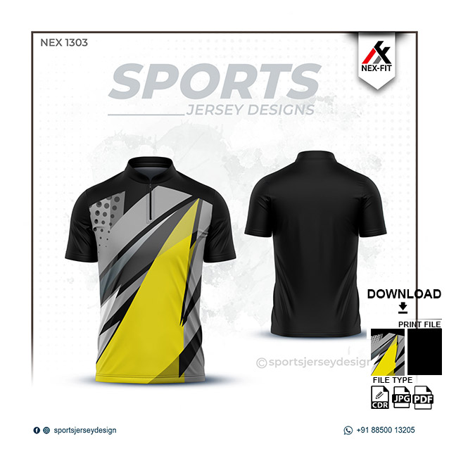 NEX-1304 BLACK WITH YELLOW SPORTSWEAR SUBLIMATION JERSEY DESIGN