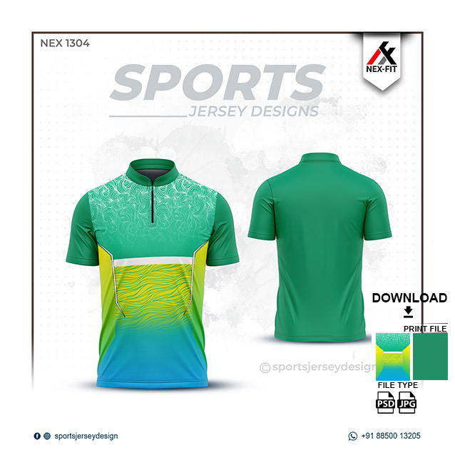 NEX-1304 GREEN WITH YELLOW SPORTSWEAR SUBLIMATION JERSEY DESIGN
