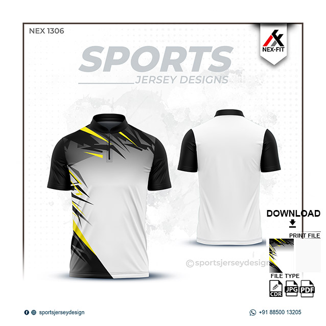 NEX-1306 BLACK WITH YELLOW SPORTSWEAR SUBLIMATION JERSEY DESIGN