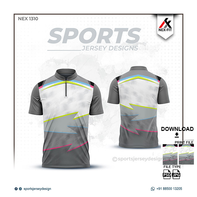 NEX-1310 WHITE WITH GRAY SPORTSWEAR SUBLIMATION JERSEY DESIGN
