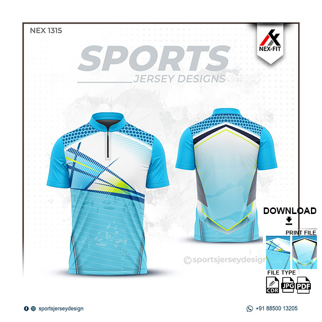 NEX-1315 BLUE WITH WHITE SPORTSWEAR SUBLIMATION JERSEY DESIGN