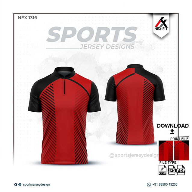 NEX-1316 RED WITH BLACK SPORTSWEAR SUBLIMATION JERSEY DESIGN