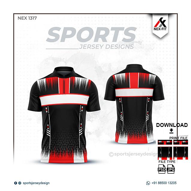 NEX-1317 RED WITH BLACK SPORTSWEAR SUBLIMATION JERSEY DESIGN