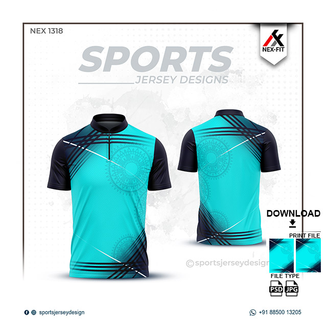 NEX-1318 BLUE WITH CYAN SPORTSWEAR SUBLIMATION JERSEY DESIGN
