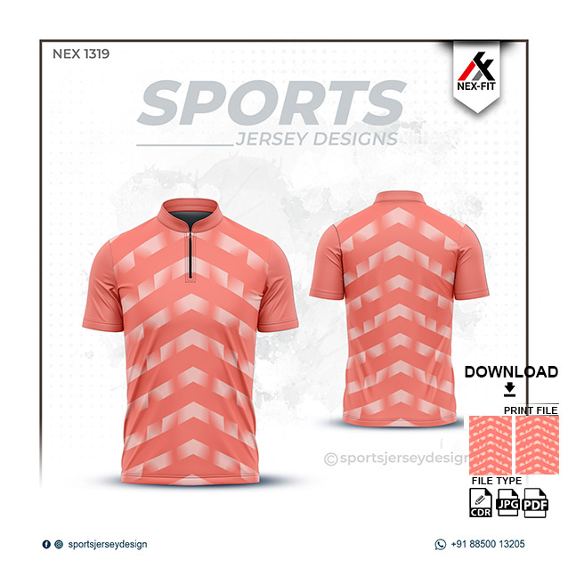 NEX-1319 PEACH WITH WHITE SPORTSWEAR SUBLIMATION JERSEY DESIGN