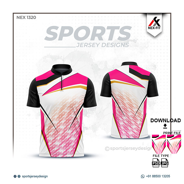 NEX-1320 PINK WITH WHITE SPORTSWEAR SUBLIMATION JERSEY DESIGN