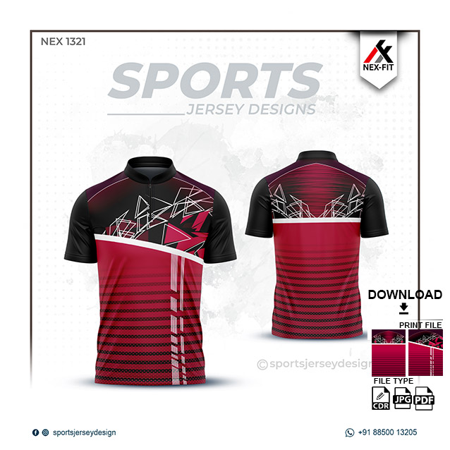 NEX-1321 RED WITH BLACK SPORTSWEAR SUBLIMATION JERSEY DESIGN