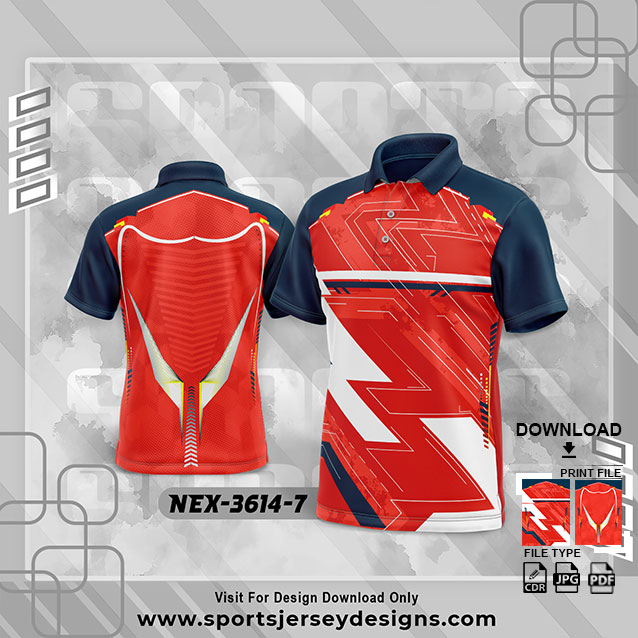 NEX-3614-7 WHITE WITH RED SPORTSWEAR SUBLIMATION JERSEY DESIGN
