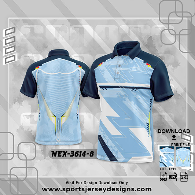 NEX-3614-8 WHITE WITH BLUE SPORTSWEAR SUBLIMATION JERSEY DESIGN