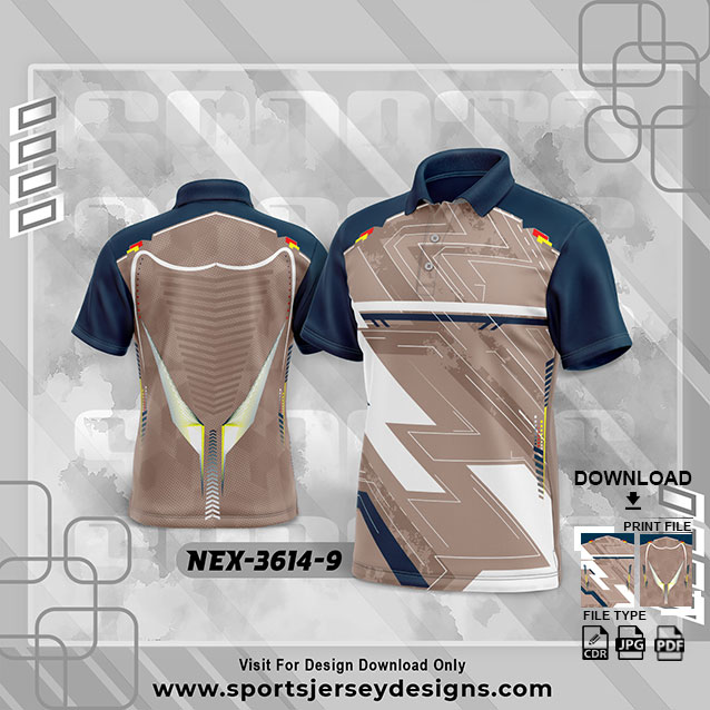 NEX-3614-9 WHITE WITH BROWN SPORTSWEAR SUBLIMATION JERSEY DESIGN