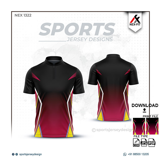 NEX-1322 RED WITH BLACK SPORTSWEAR SUBLIMATION JERSEY DESIGN