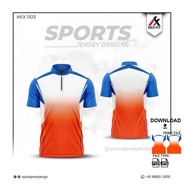 NEX-1323 ORANGE WITH WHITE SPORTSWEAR SUBLIMATION JERSEY DESIGN