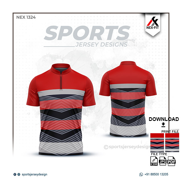 NEX-1324 RED WITH BLUE SPORTSWEAR SUBLIMATION JERSEY DESIGN