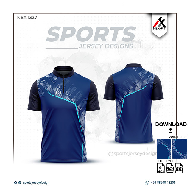 NEX-1327 BLACK WITH BLUE SPORTSWEAR SUBLIMATION JERSEY DESIGN