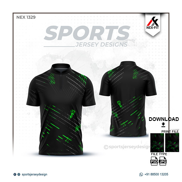 NEX-1329 GREEN WITH BLACK SPORTSWEAR SUBLIMATION JERSEY DESIGN
