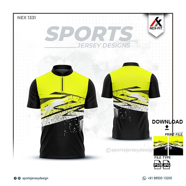 NEX-1331 YELLOW WITH BLACK SPORTSWEAR SUBLIMATION JERSEY DESIGN