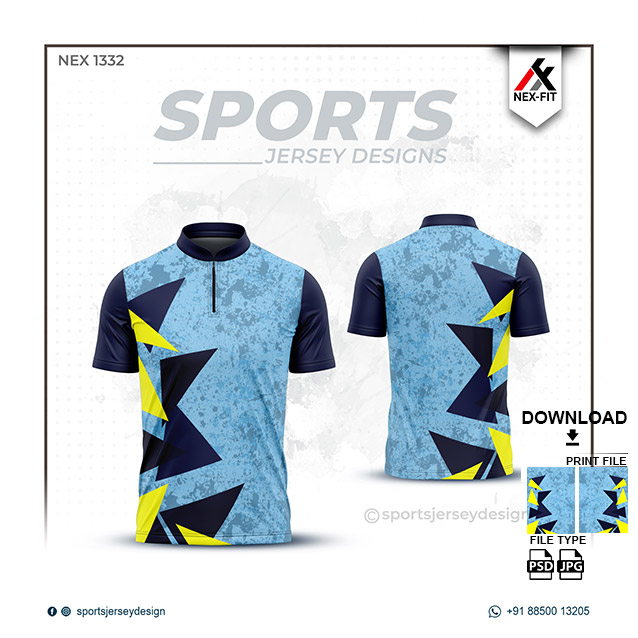 NEX-1332 YELLOW WITH BLUE SPORTSWEAR SUBLIMATION JERSEY DESIGN