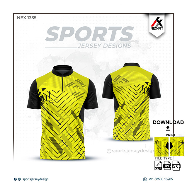 NEX-1335 YELLOW WITH BLACK SPORTSWEAR SUBLIMATION JERSEY DESIGN