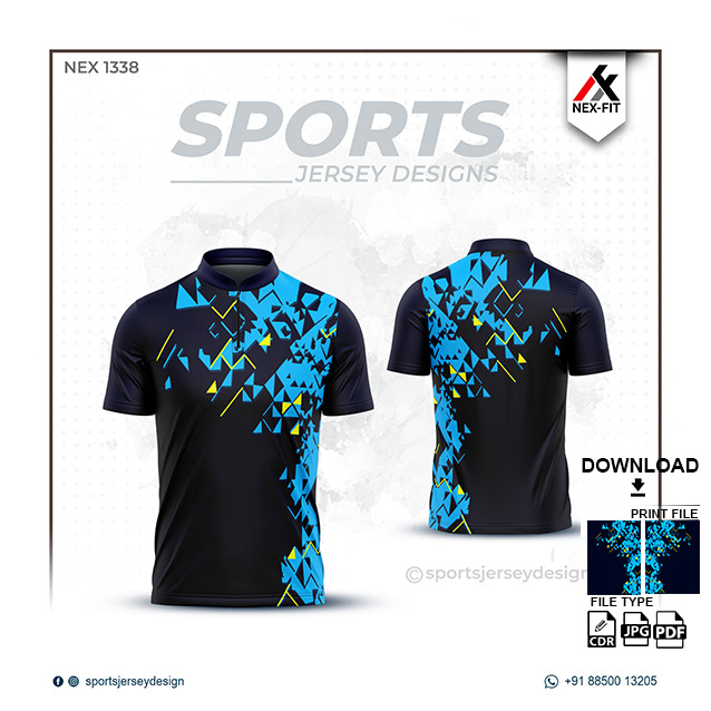 NEX-1338 BLUE WITH YELLOW SPORTSWEAR SUBLIMATION JERSEY DESIGN