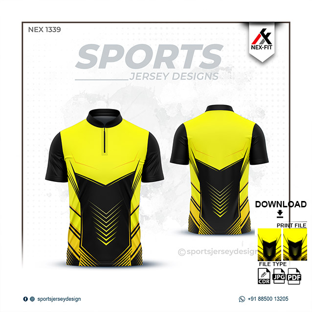 NEX-1339 YELLOW WITH BLACK SPORTSWEAR SUBLIMATION JERSEY DESIGN