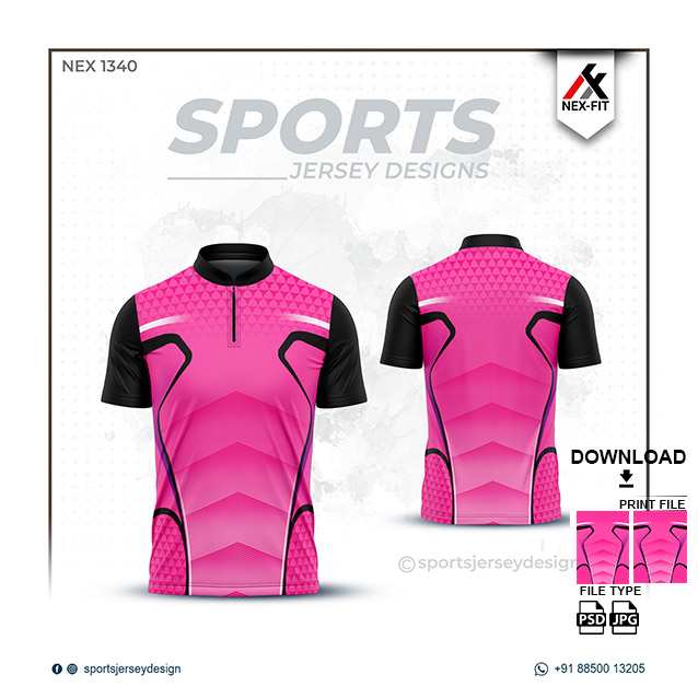NEX-1340 PINK WITH BLACK SPORTSWEAR SUBLIMATION JERSEY DESIGN